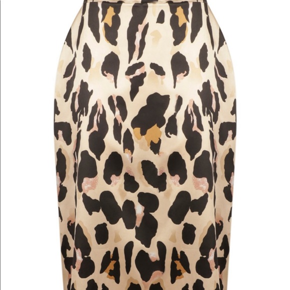 LEOPARD SATIN SPLIT MIDI SKIRT - Picture 2 of 3